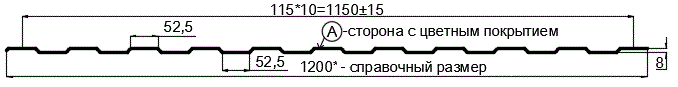 Фото: Профнастил С8 х 1150 - A (ECOSTEEL_T-12-Золотой Орех-0.45) в Люберцах