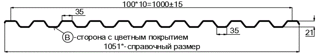 Фото: Профнастил С21 х 1000 - B RETAIL (ПЭ-01-3005-СТ) в Люберцах