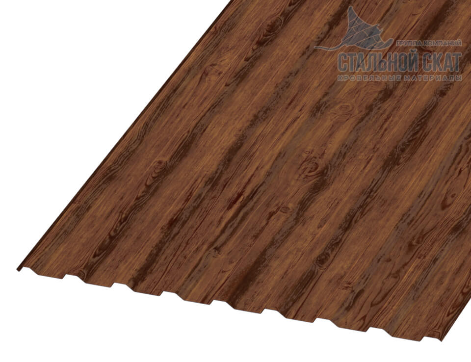 Профнастил МП20 х 1100 - R (ECOSTEEL-01-Мореный Дуб-0.5)
